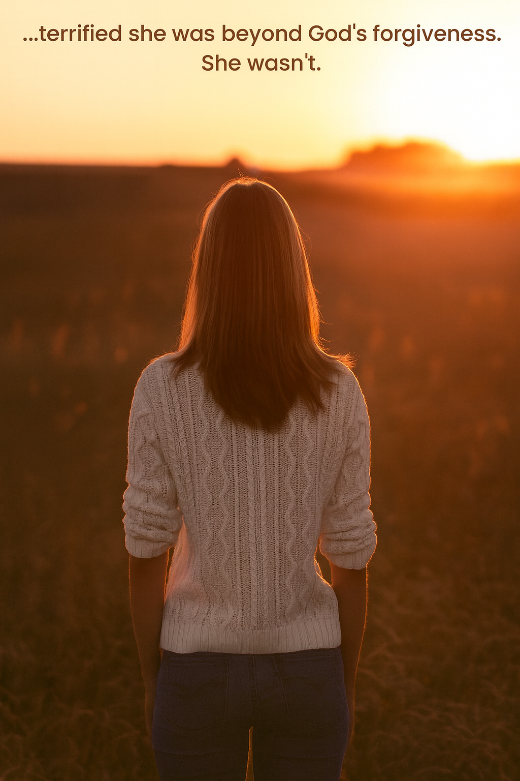 Women looking into sunset, feeling God's Forgiveness
