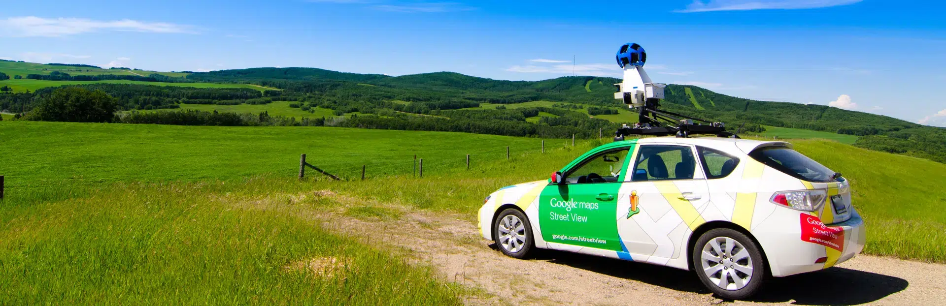 The Google Maps car with a big camera attached to it.