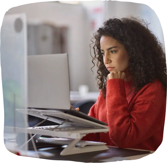 woman analyzing website data image